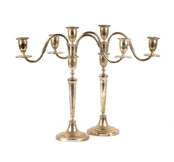 Luigi Genazzi - Coppia di candelabri italiani in argento 