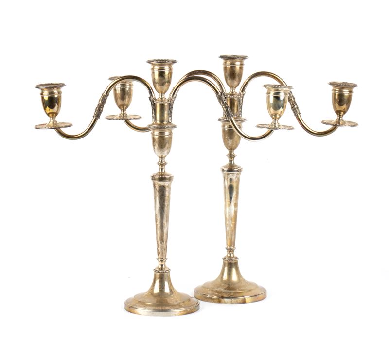 Luigi Genazzi - Coppia di candelabri in argento stile Impero (metà XX secolo)