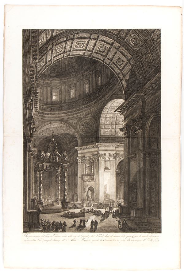 Prospetto interiore del Tempio Vaticano veduto nelle sere di Giovedi