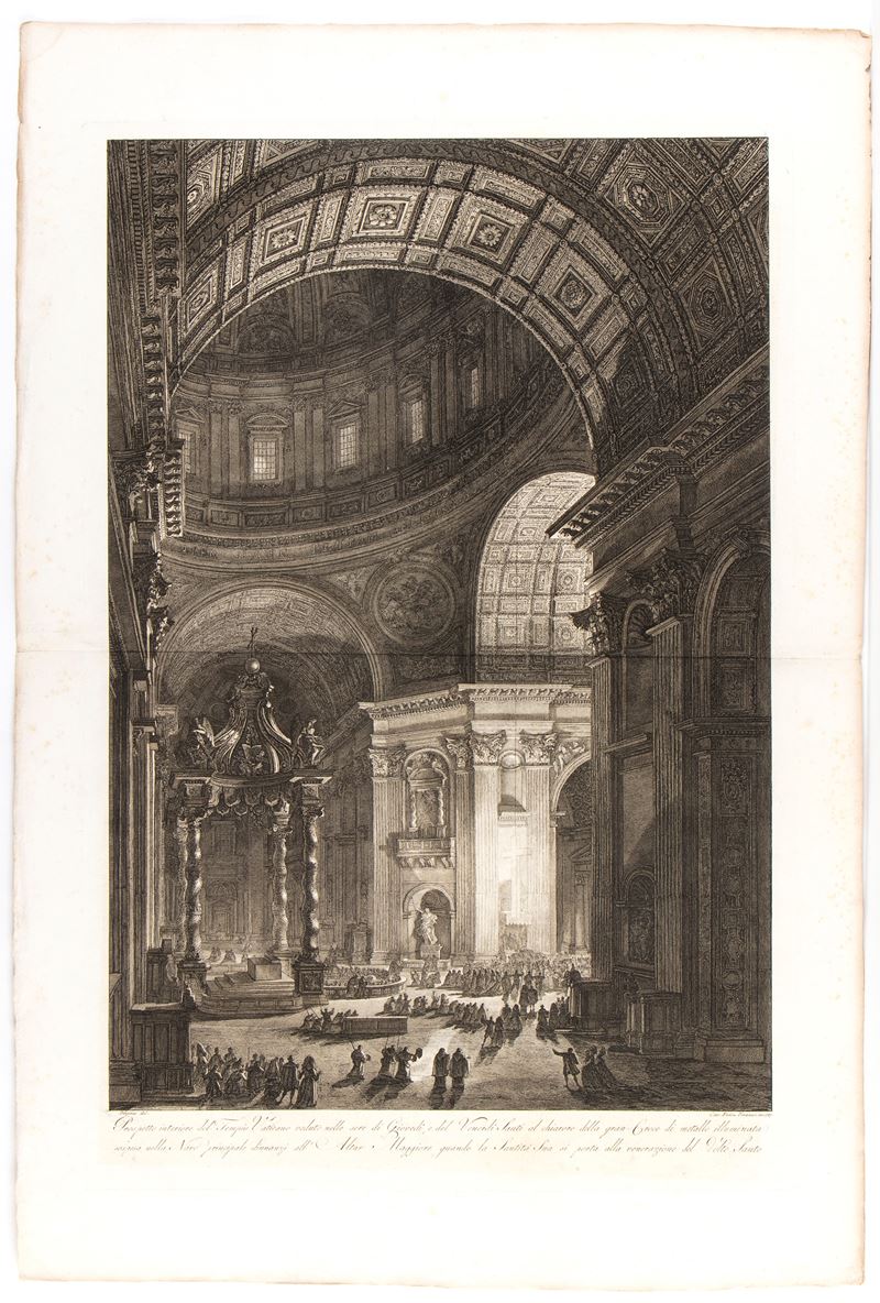 Francesco Piranesi - Prospetto interiore del Tempio Vaticano veduto nelle sere di Giovedì