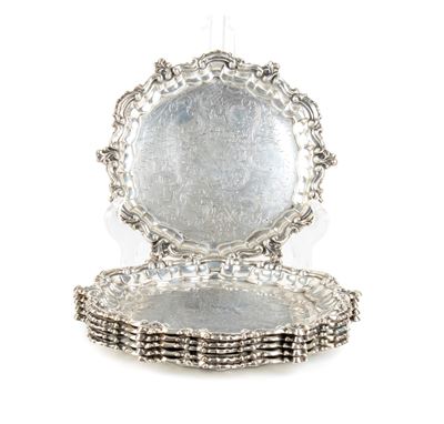 Set di 6 piattini italiani in argento 800/1000 (1935-1945)