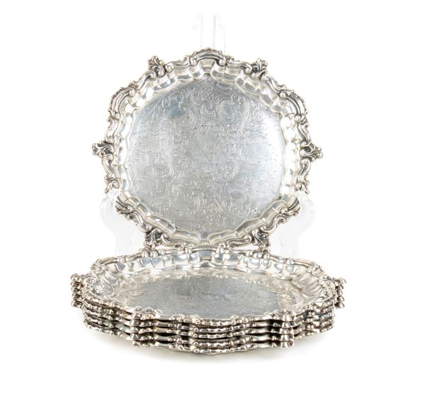 Set di 6 piattini italiani in argento