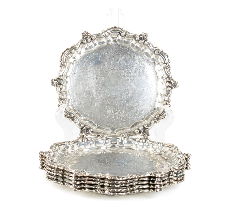 Fratelli Leone - Set di 6 piattini italiani in argento 800/1000 (1935-1945)