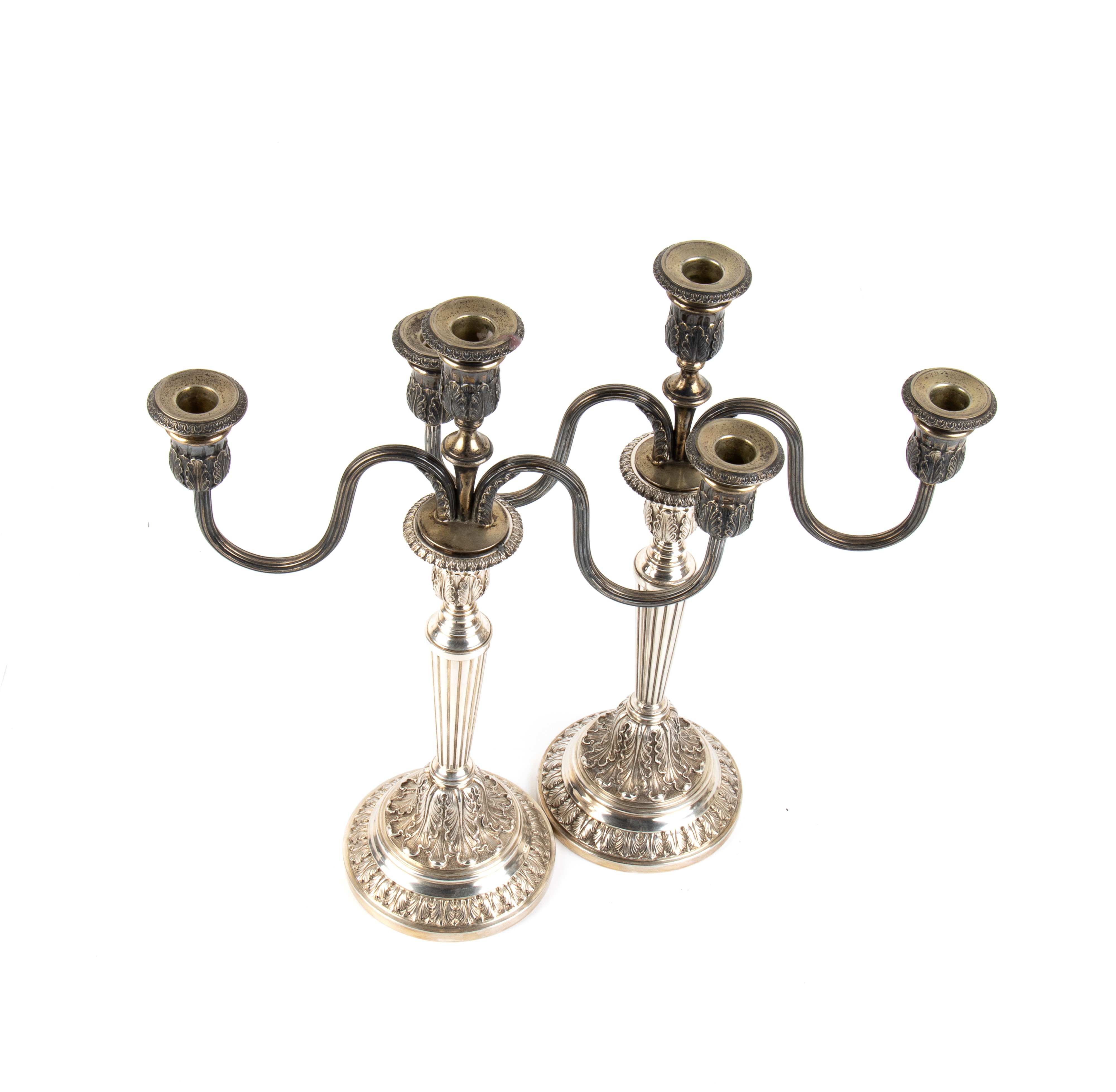 Ilario Pradella - Coppia di candelabri italiani in argento a tre fiamme