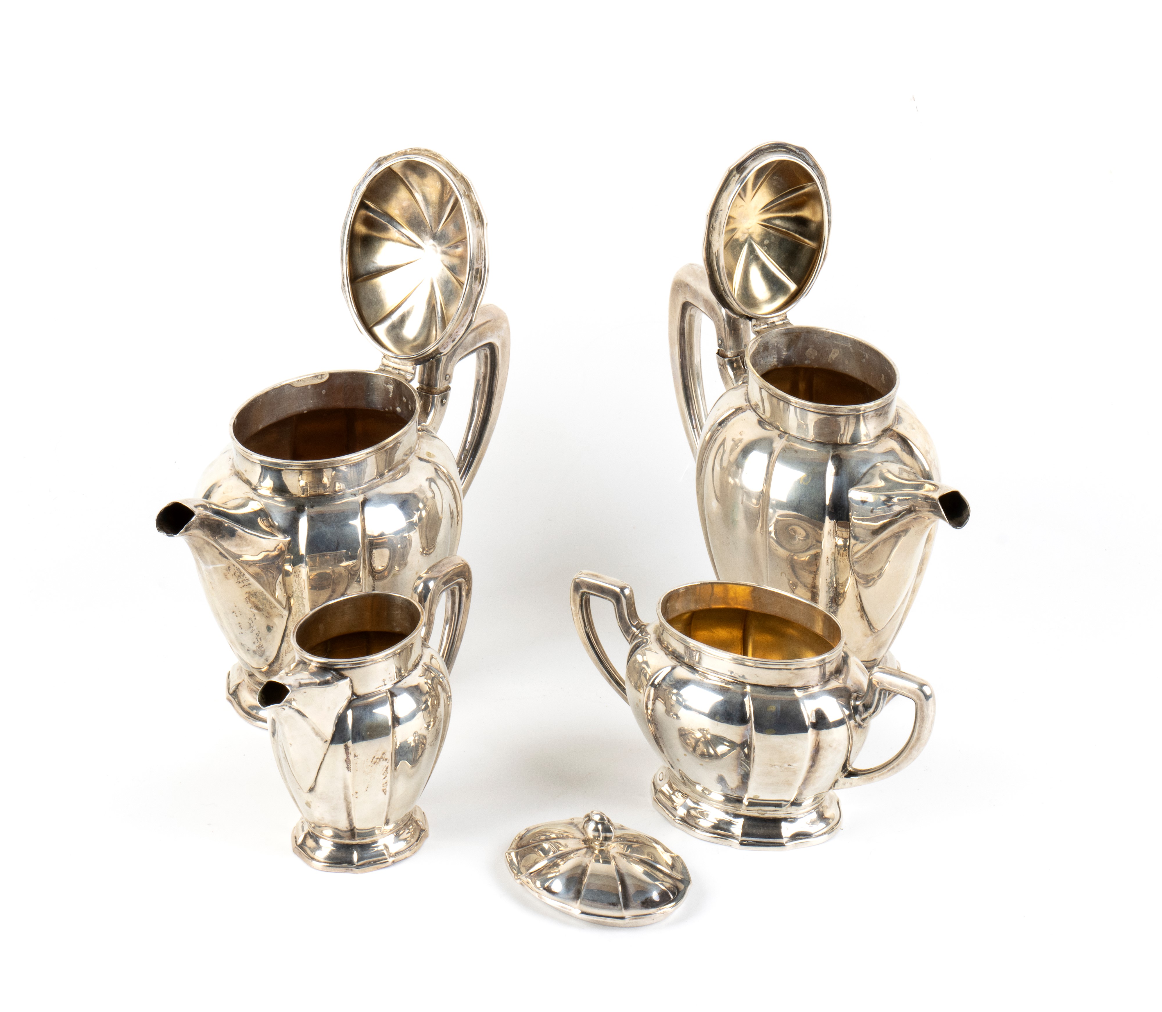 Servizio da tè e caffè italiano, argento 800/1000 (4 pezzi), 1935-1945