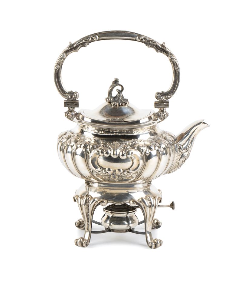 Samovar italiano, argento 800/1000, XX secolo