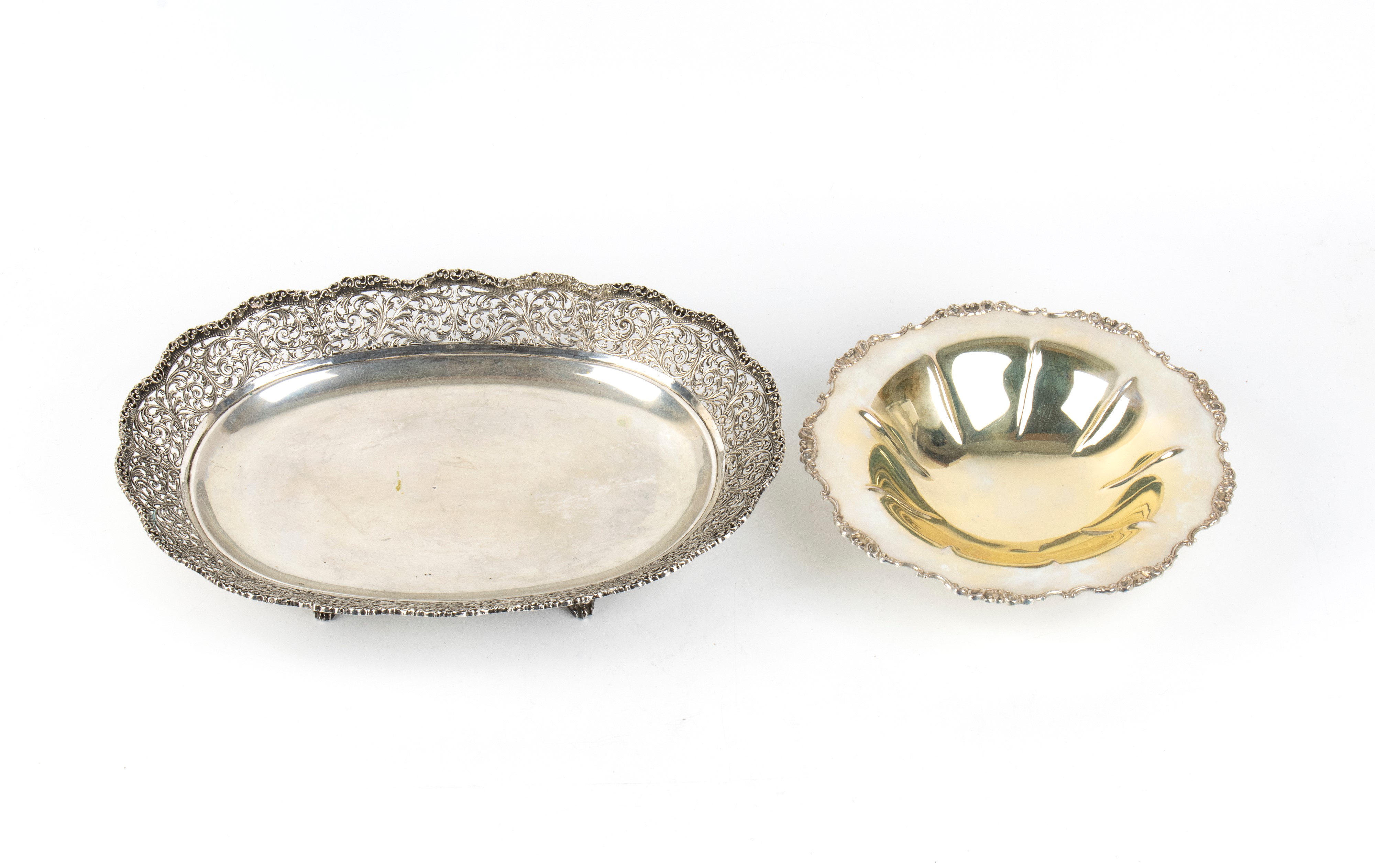Argentiere italiano, Coppia di cestini italiani in argento (argento 800/1000), metà XX secolo