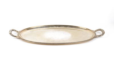 Vassoio italiano in argento 800, forma ovale neoclassica