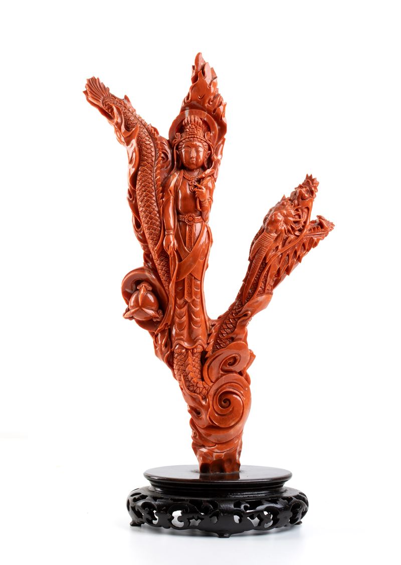 Scultura cinese, Guanyin in corallo cerasuolo (Corallium elatius), Periodo della Repubblica