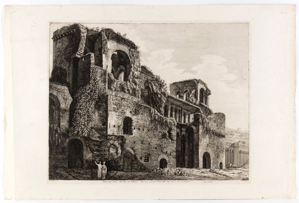Veduta degl'avanzi delle Torri di Belisario. Dalla porta che guarda l'Interno della Città, vicino a Porta S. Giovanni