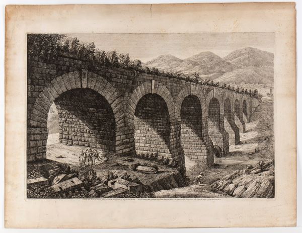 Luigi Rossini - Veduta del Ponte di Nona fuori di Porta Maggiore, 9. miglia da Roma
