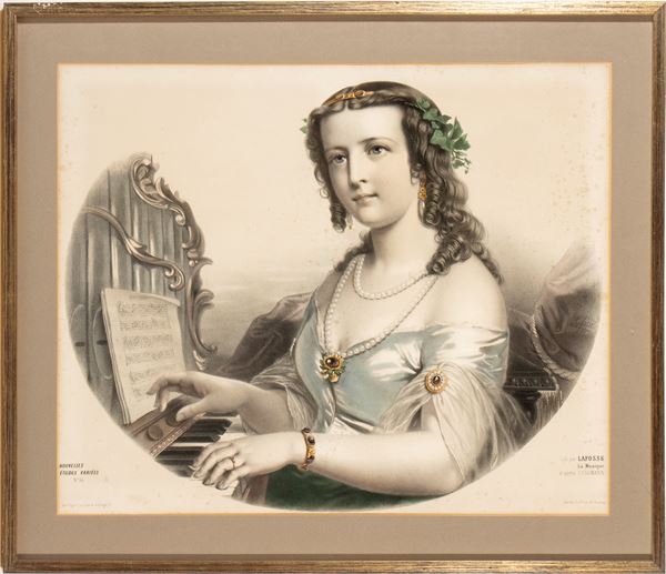 Lithograph depicting “Music” 
