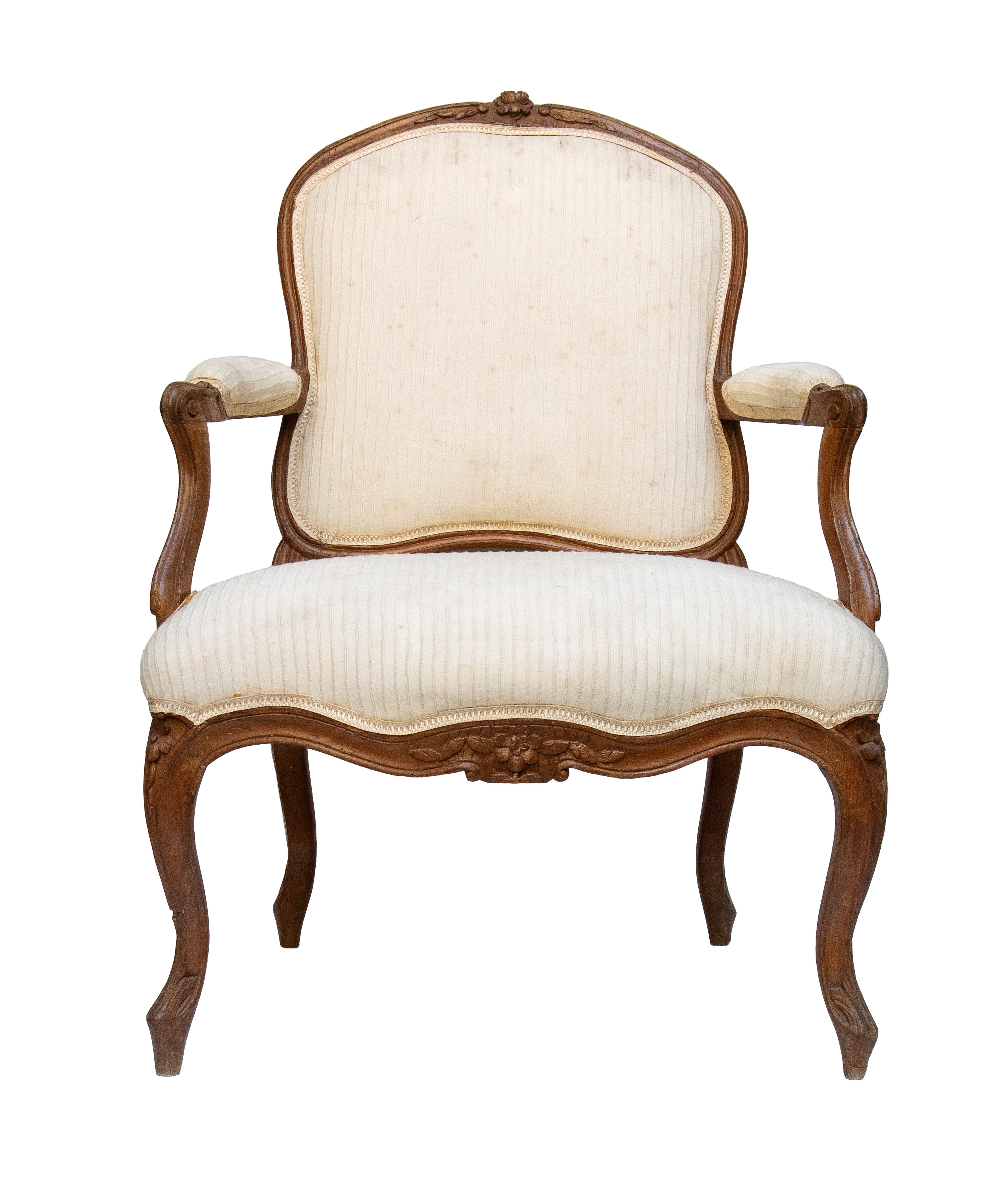 Coppia di poltrone venete, legno di noce scolpito, XVIII secolo