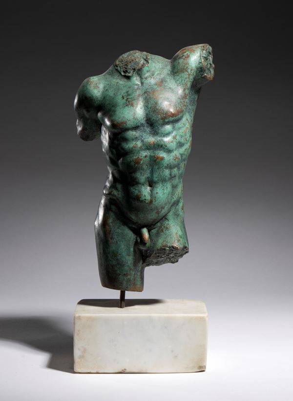 Bronze bust of a male torso