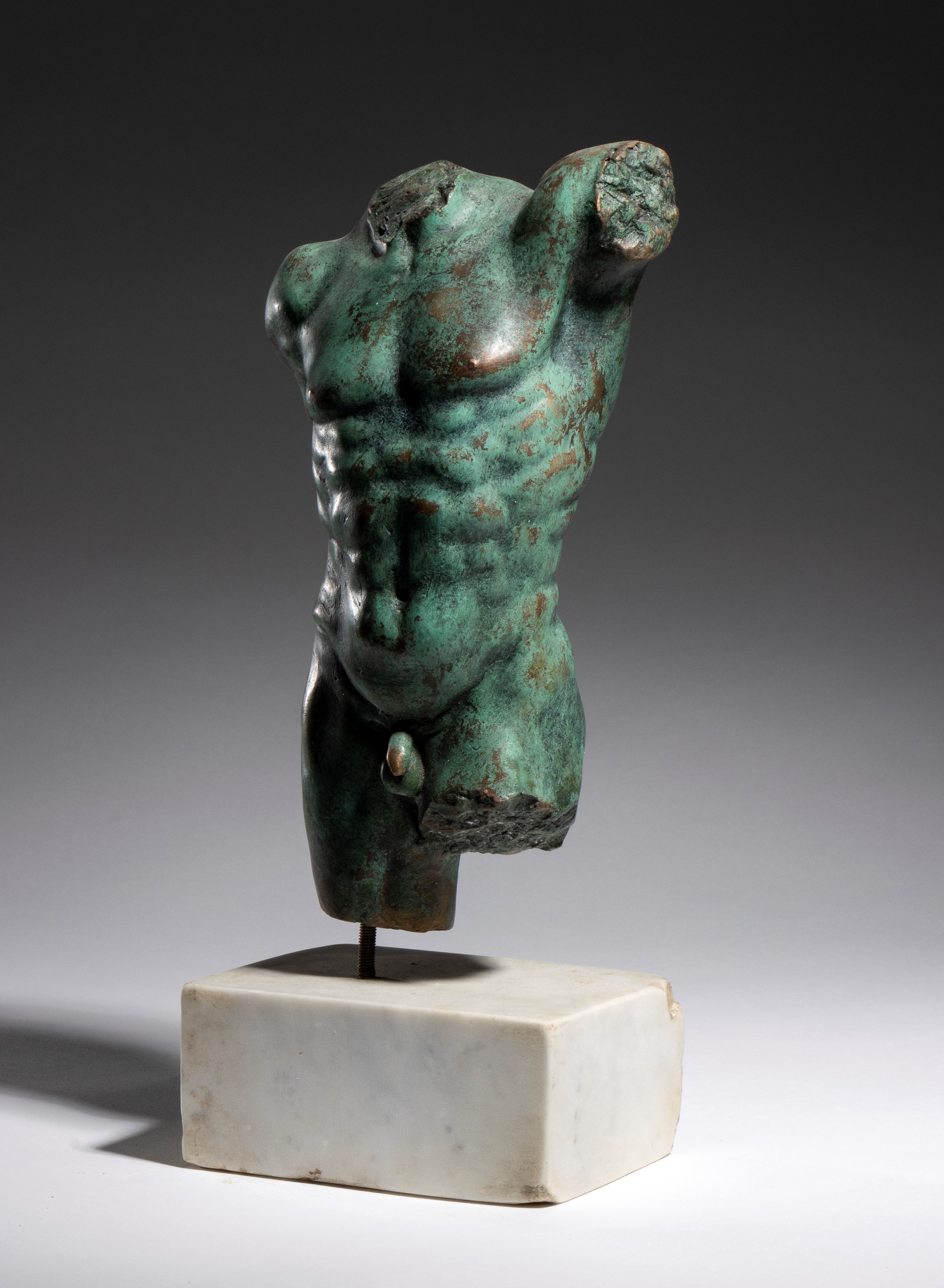 Busto raffigurante torso maschile nudo, fusione in bronzo a cera persa (XX secolo)