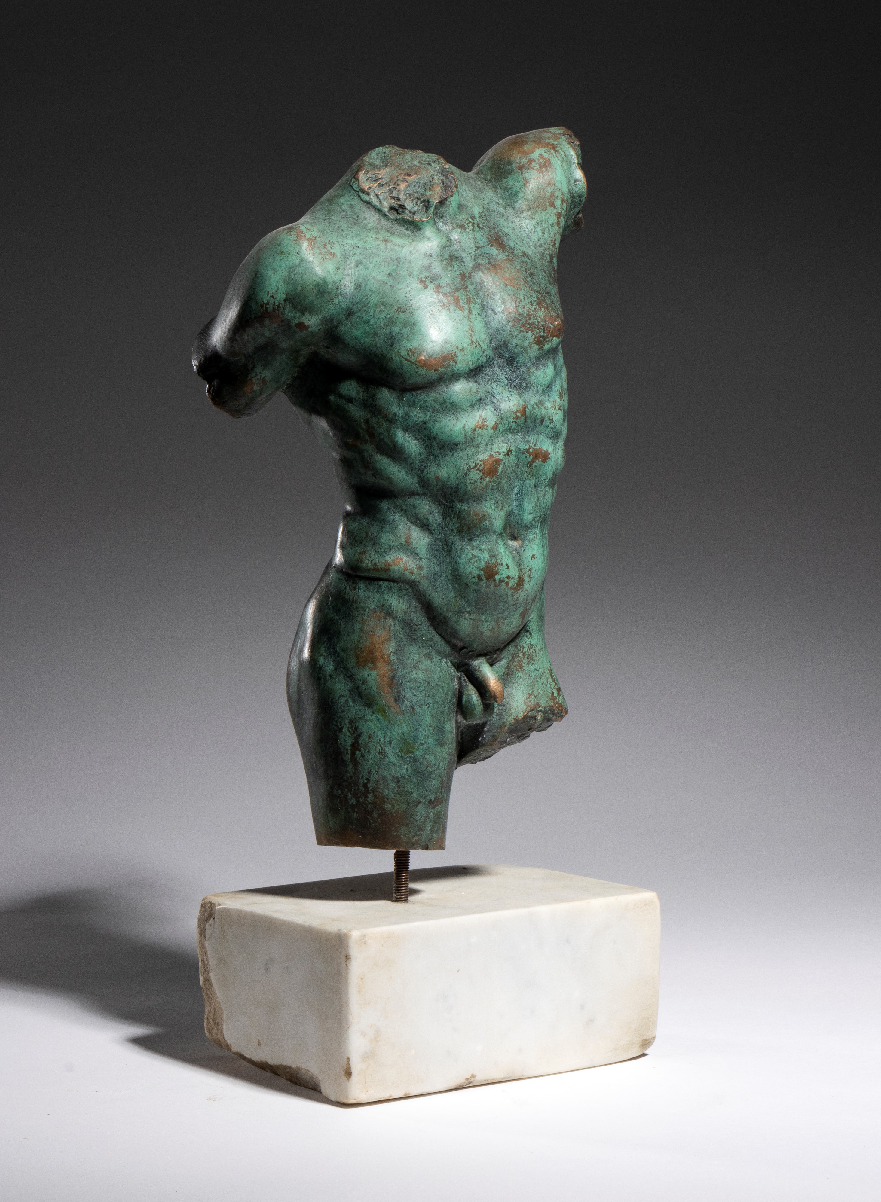 Busto raffigurante torso maschile nudo, fusione in bronzo a cera persa (XX secolo)