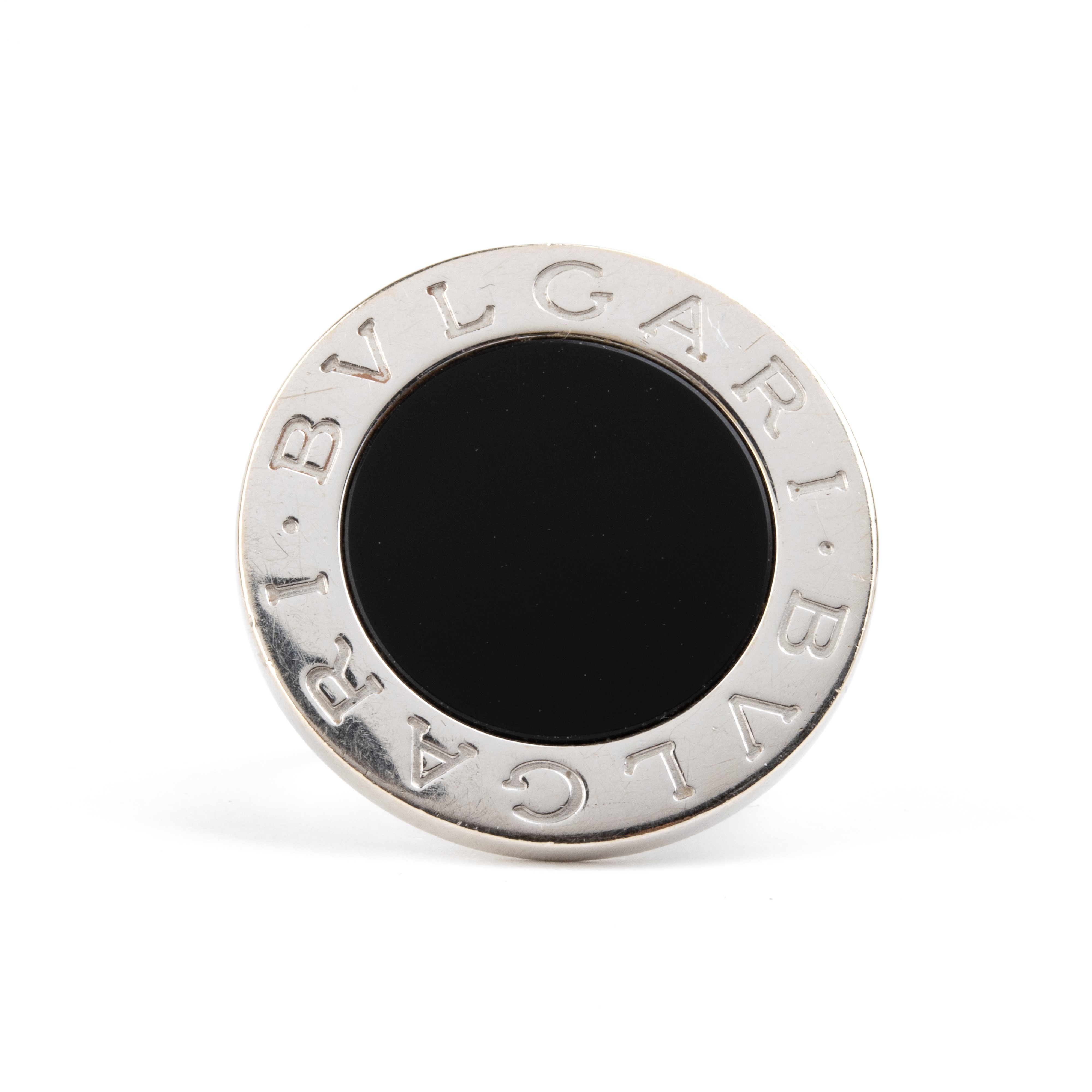 Bulgari - Anello in oro bianco 18k con disco in onice