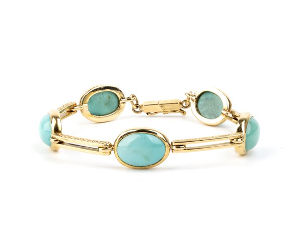 Bracciale vintage in oro e turchese 