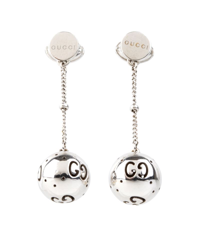 Gucci - Paio di orecchini pendenti in oro bianco 18k