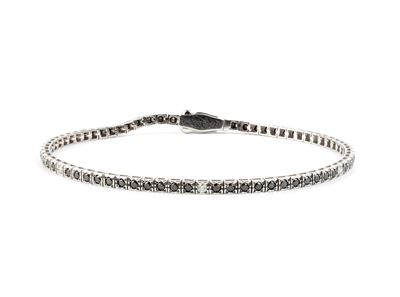 Bracciale tennis in oro bianco 18k con diamanti neri e diamanti incolori