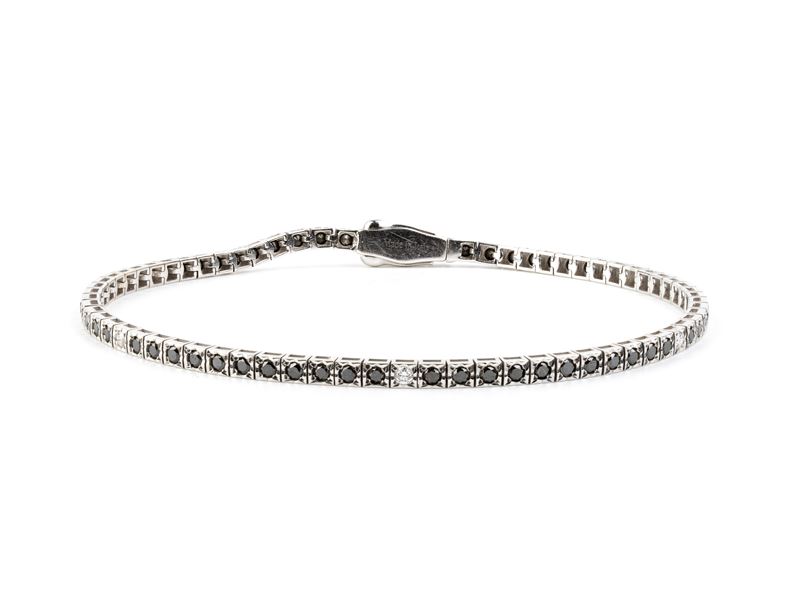 Recarlo - Bracciale tennis in oro bianco 18k con diamanti neri e diamanti incolori