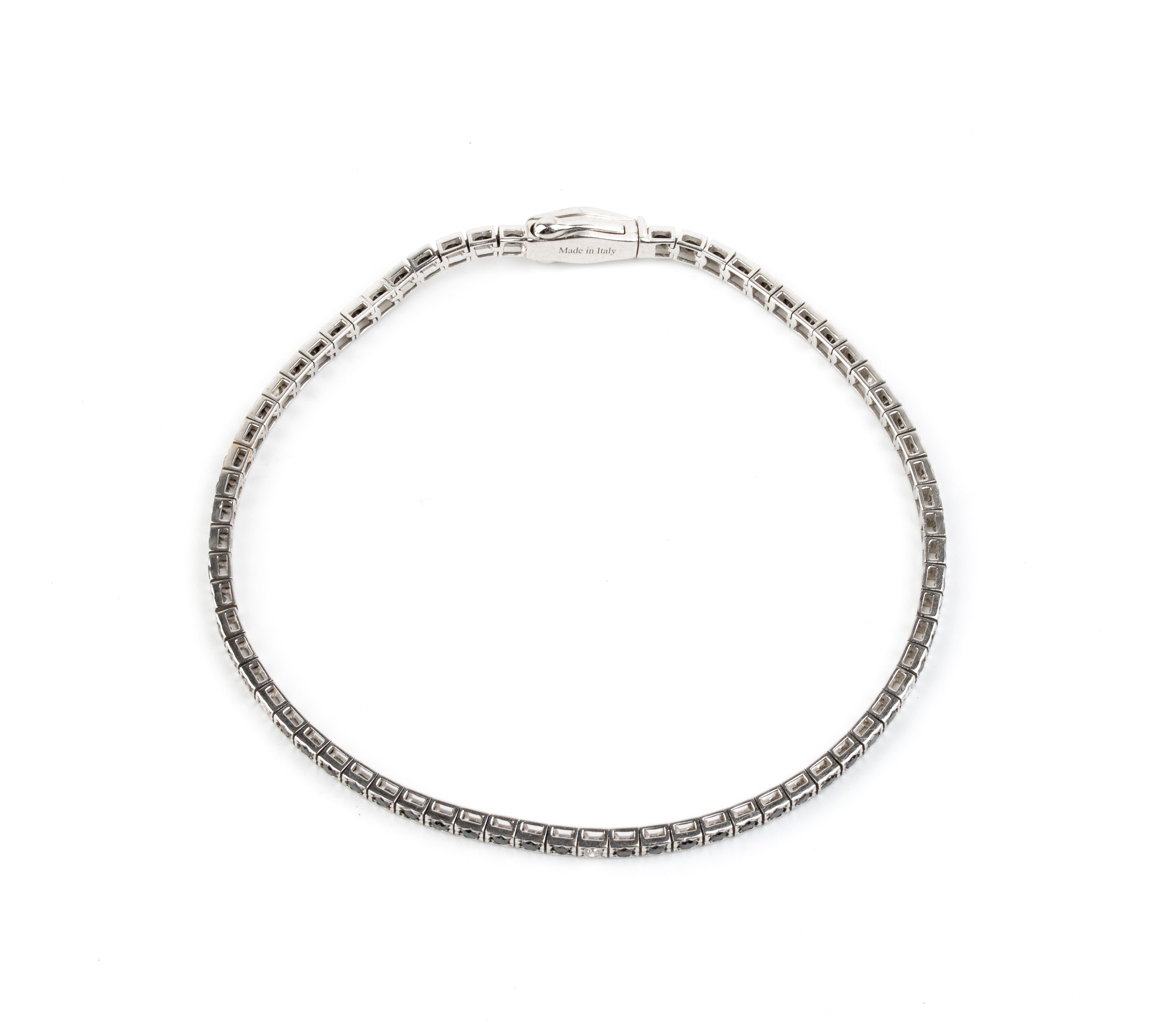 Recarlo - Bracciale tennis in oro bianco 18k con diamanti neri e diamanti incolori
