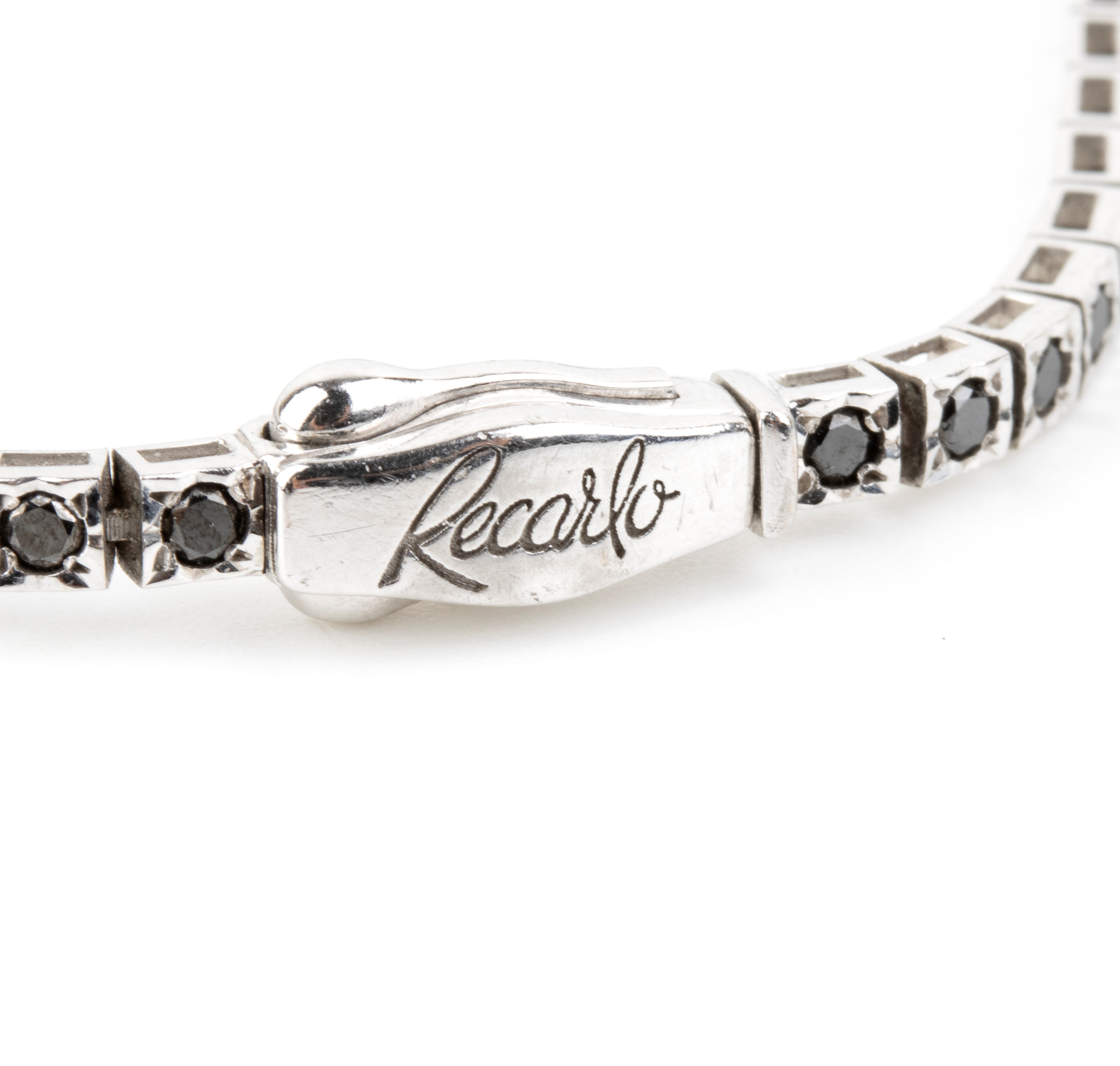 Recarlo - Bracciale tennis in oro bianco 18k con diamanti neri e diamanti incolori