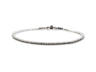 Bracciale tennis in oro bianco 18k con diamanti neri
