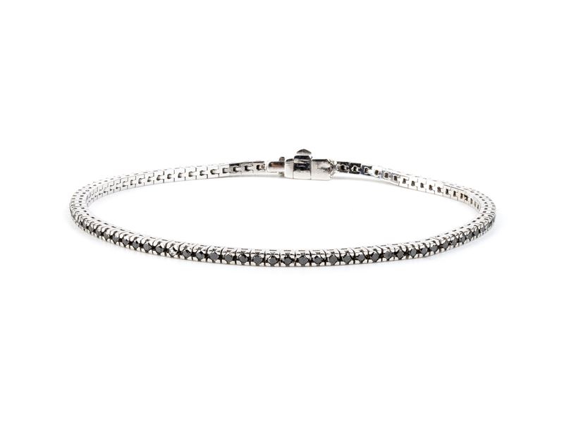 Bracciale tennis in oro bianco 18k con diamanti neri