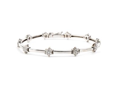 Bracciale in oro bianco 18k con diamanti taglio brillante (stile stelle)