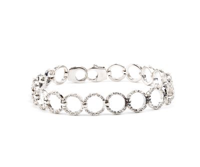 Bracciale in oro bianco 18k con linea di maglio e diamanti taglio brillante