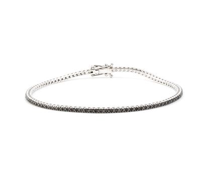 Bracciale tennis in oro bianco 18k con diamanti neri