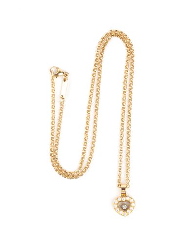 Girocollo con pendente a cuore in oro giallo 18k e diamanti