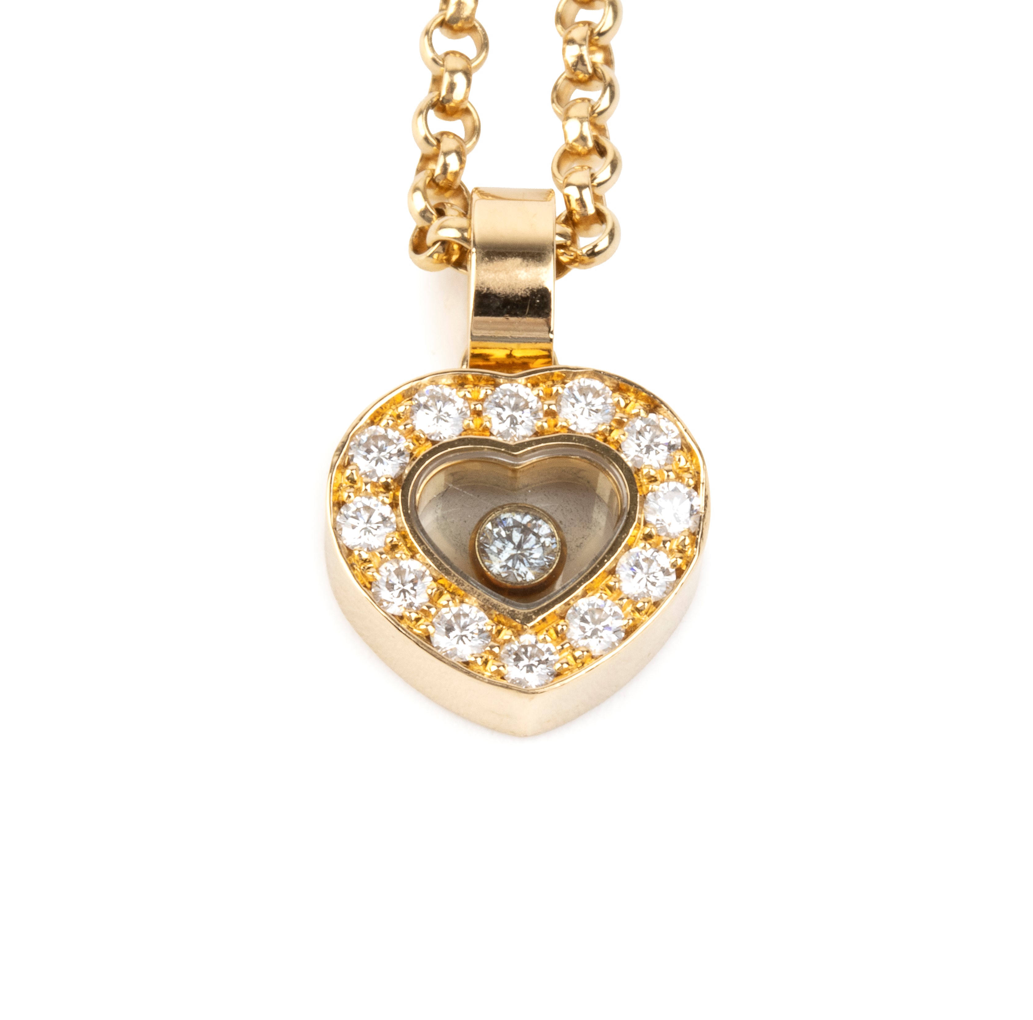 Chopard - Girocollo con pendente a cuore in oro giallo 18k e diamanti