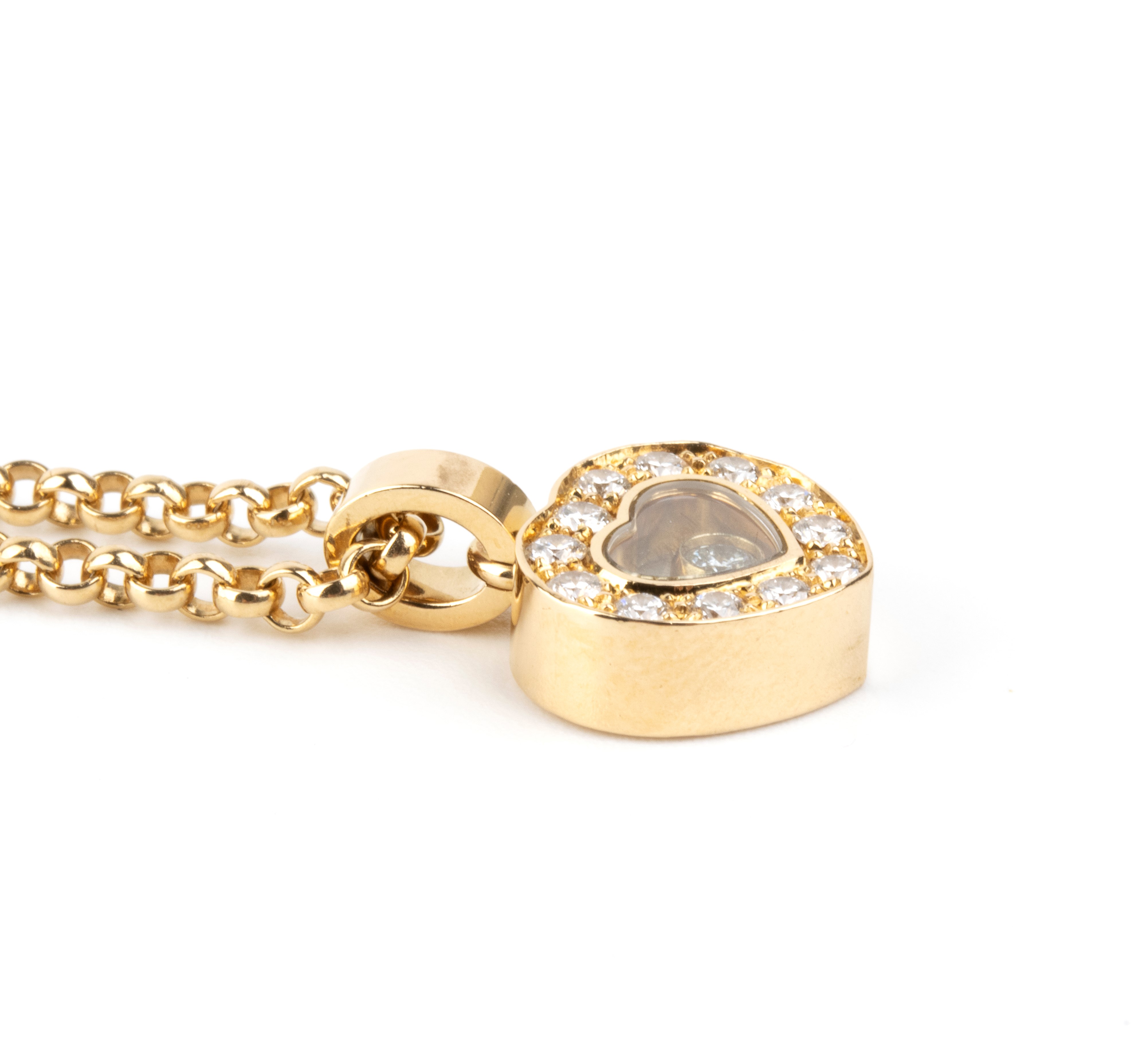 Chopard - Girocollo con pendente a cuore in oro giallo 18k e diamanti
