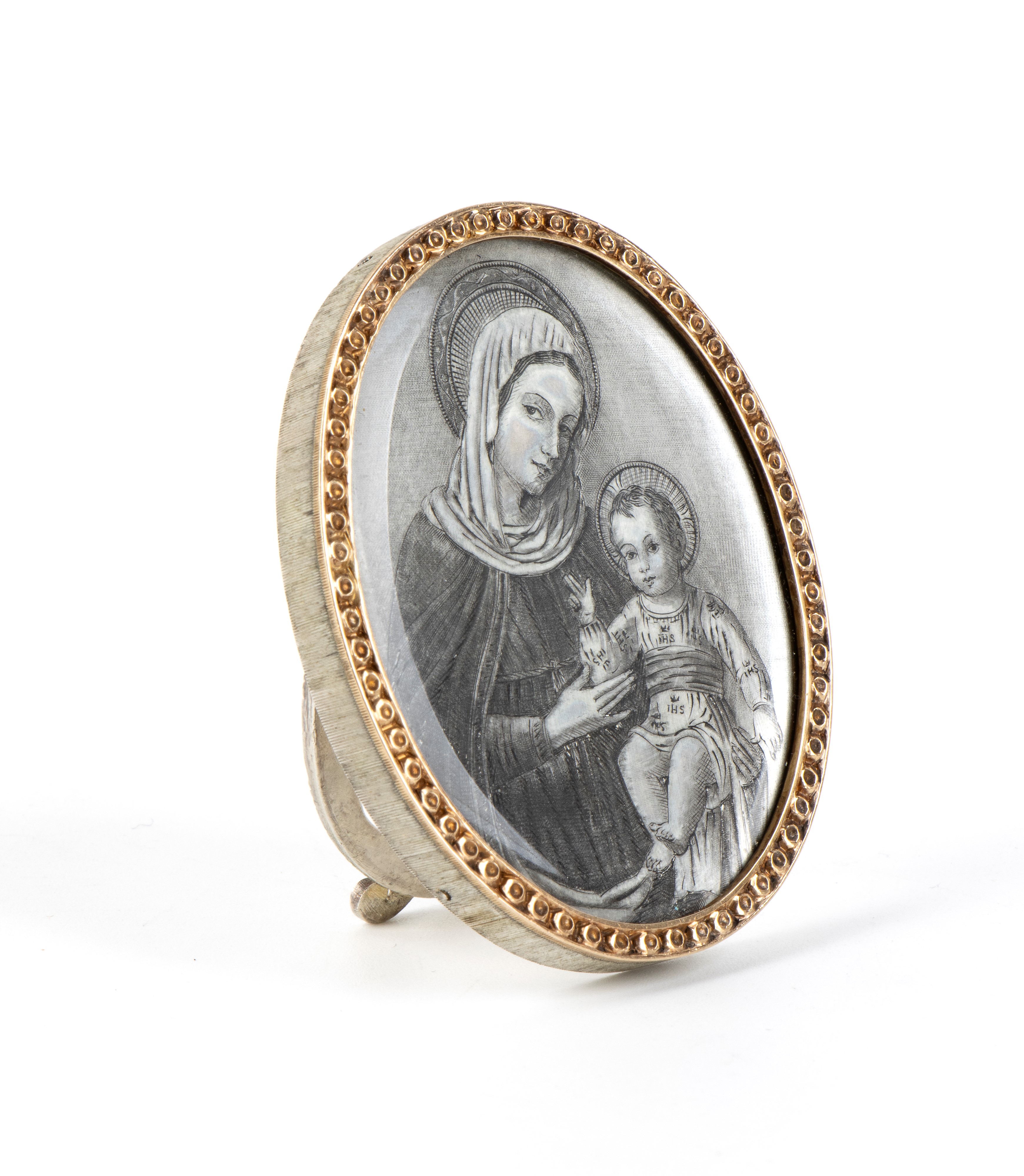 Gianmaria Buccellati - Ciondolo in argento e oro con miniatura della Madonna col Bambino