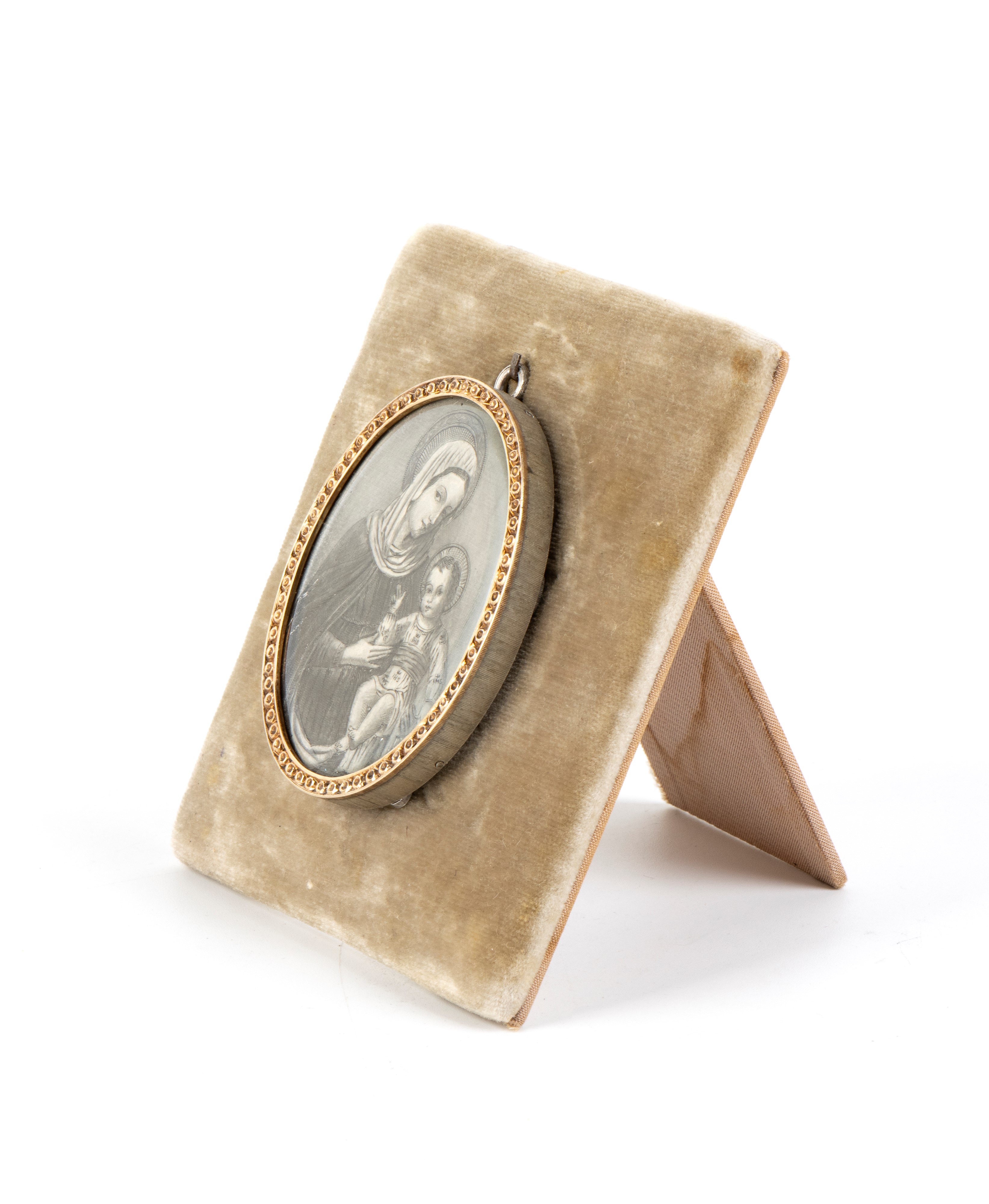 Gianmaria Buccellati - Ciondolo in argento e oro con miniatura della Madonna col Bambino