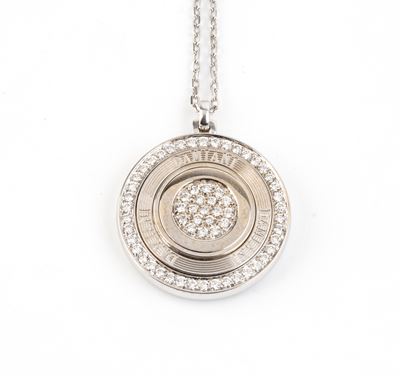 Girocollo "ORBITAL" con pendente in oro bianco 18k e diamanti