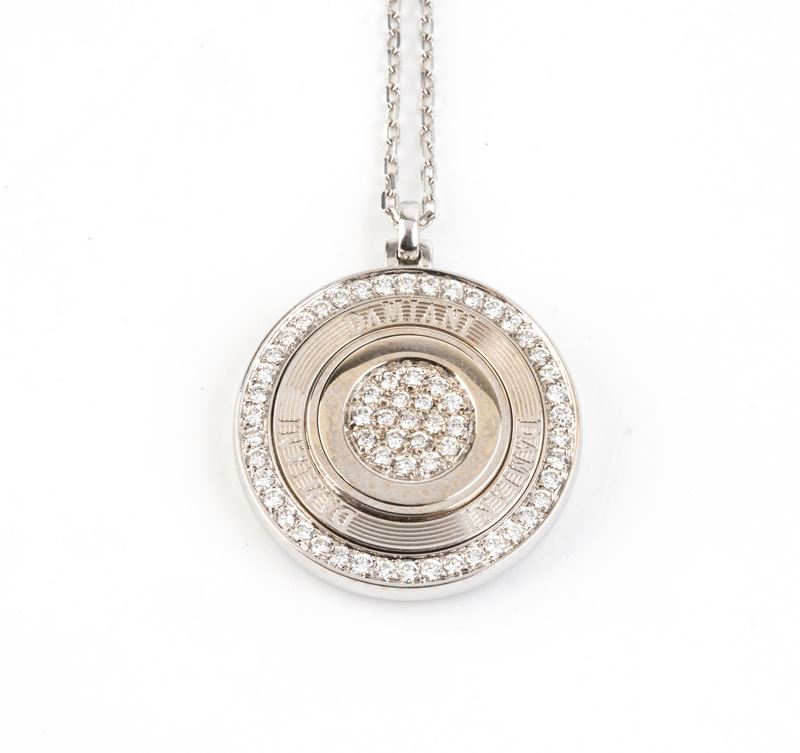 Damiani - Girocollo "ORBITAL" con pendente in oro bianco 18k e diamanti