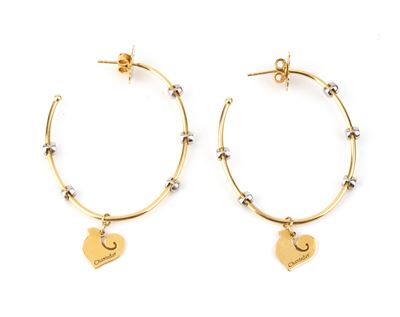 Paio di orecchini in oro giallo 18k con diamanti