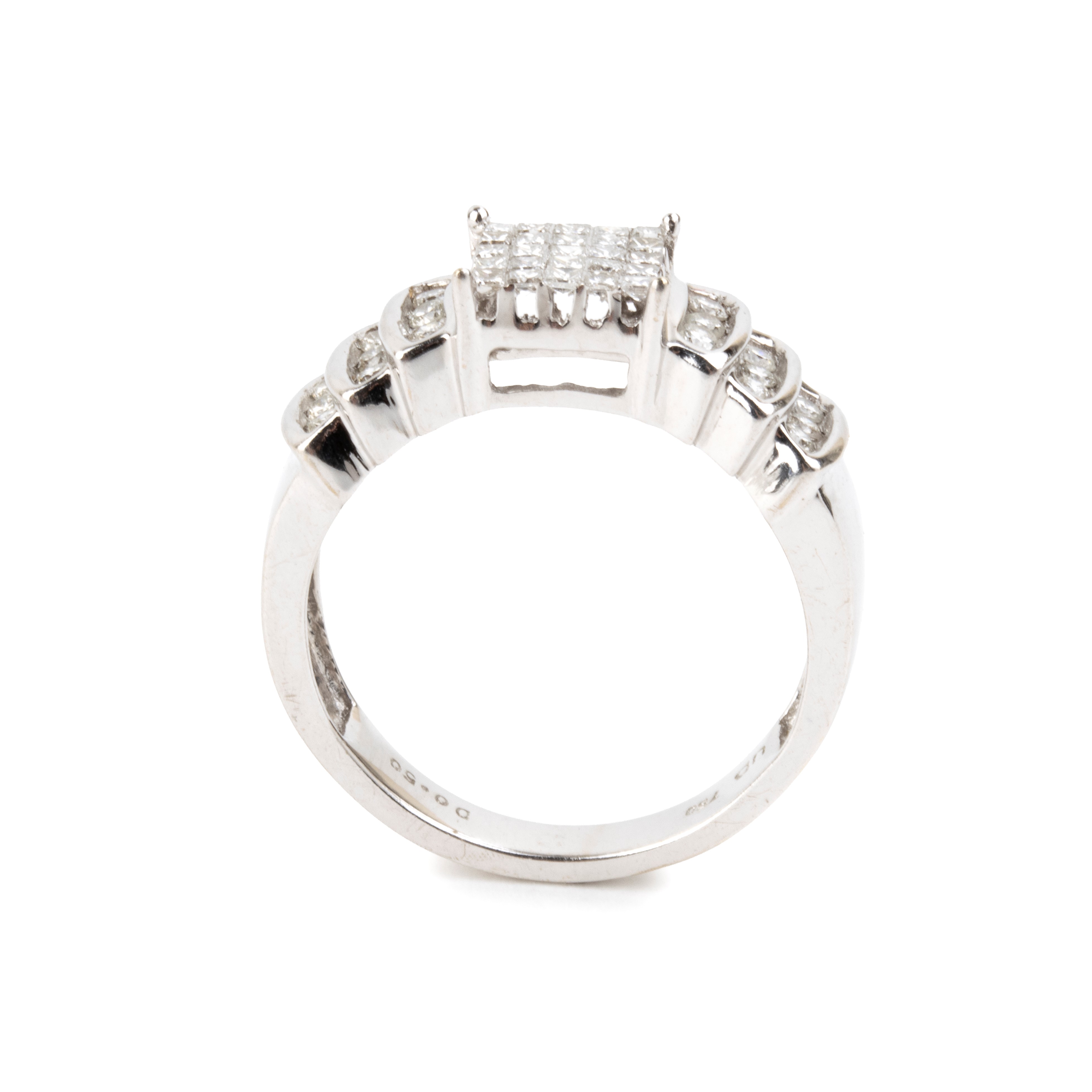 Anello a fascia in oro bianco 18k con diamanti (pavé)