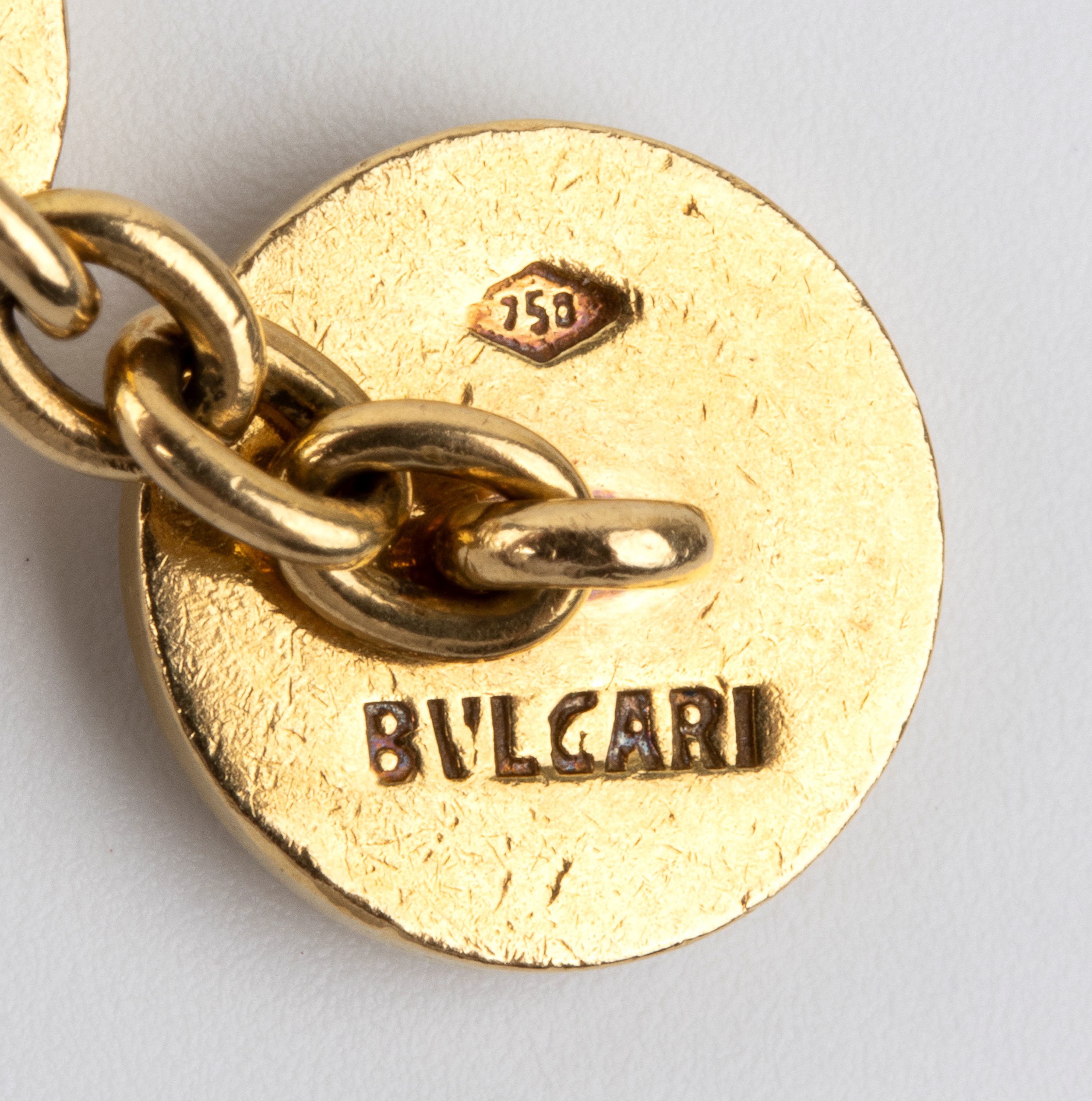 Bulgari - Coppia di gemelli da polso in oro giallo 18k e smalto blu