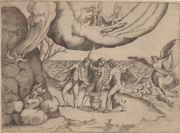 Giove, Nettuno e Plutone dividono l'universo, da Giulio Romano