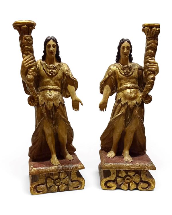Pair of Angels Holding Candles