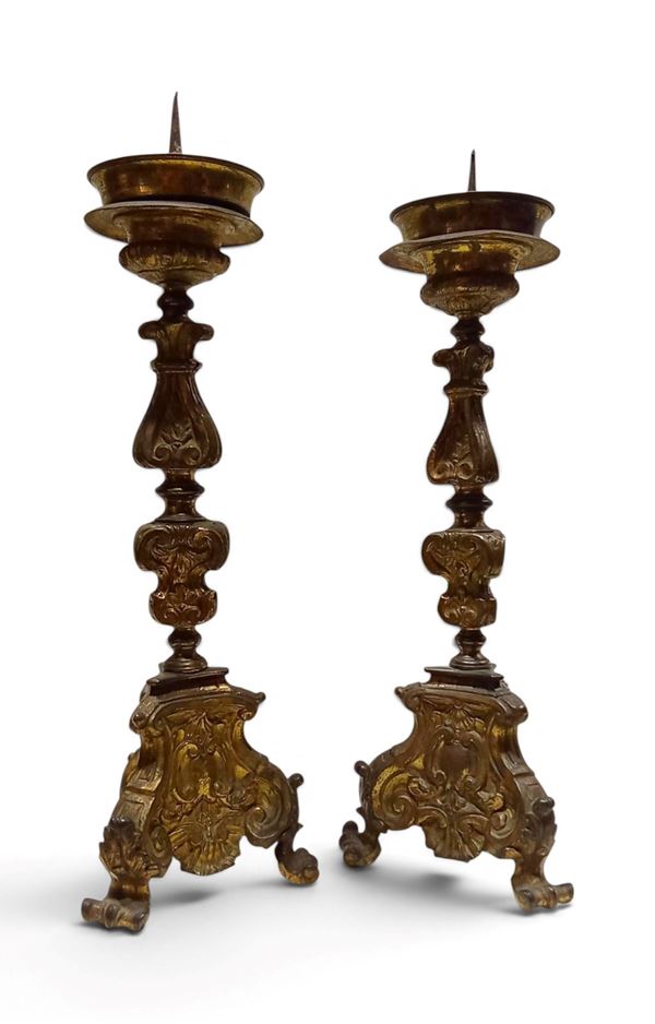 Pair of bronze candlesticks