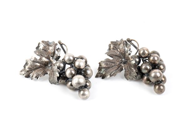 Collezione Natura: coppia di grappoli d'uva in argento 