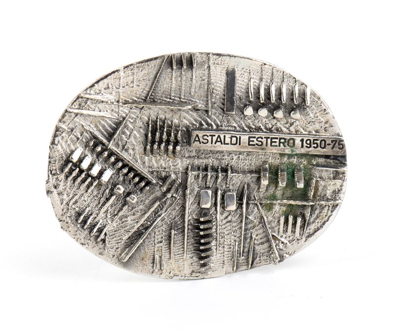 Arnaldo Pomodoro - Placca commemorativa in argento 800/1000