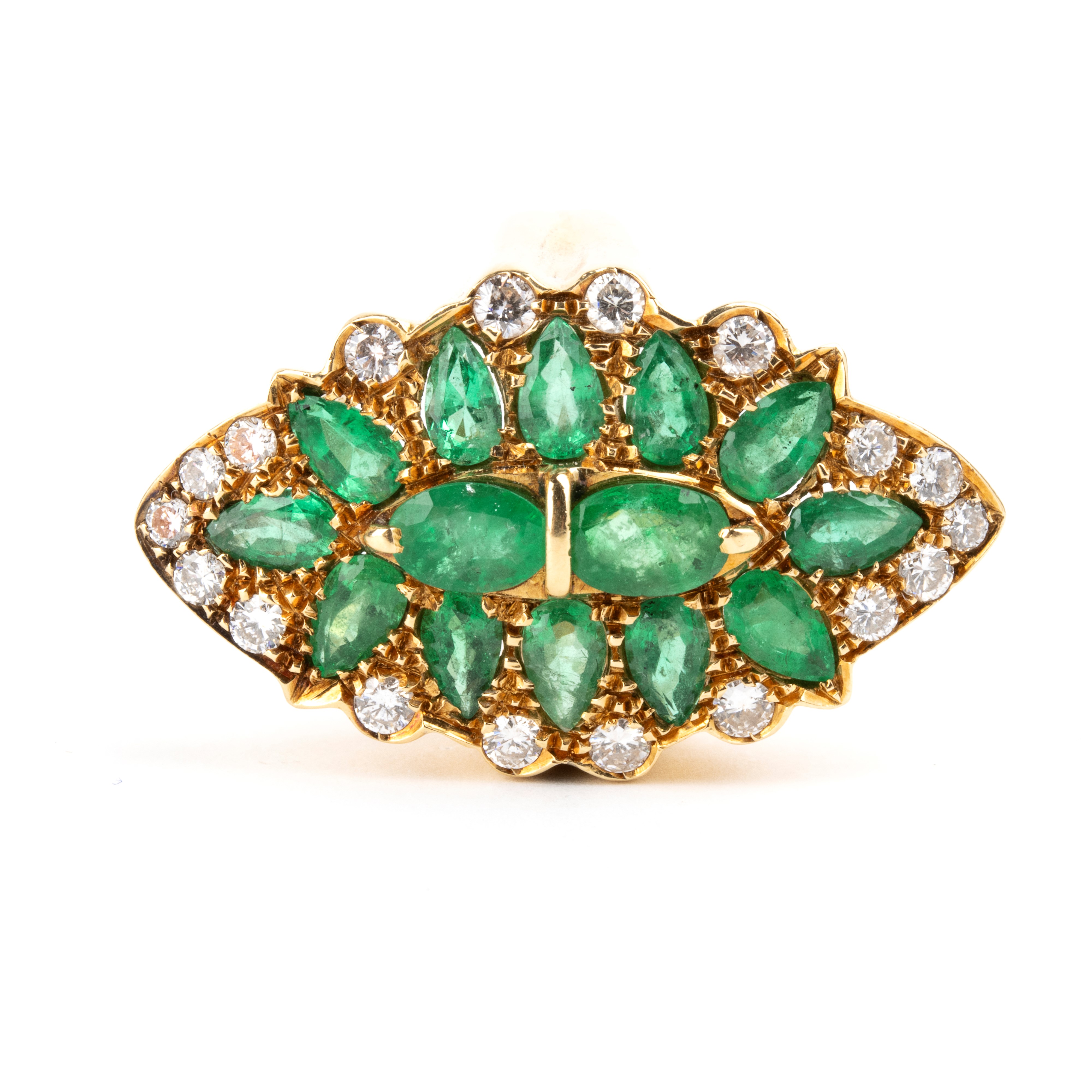 Filippo Moroni - Anello a fascia in oro giallo con smeraldi e diamanti