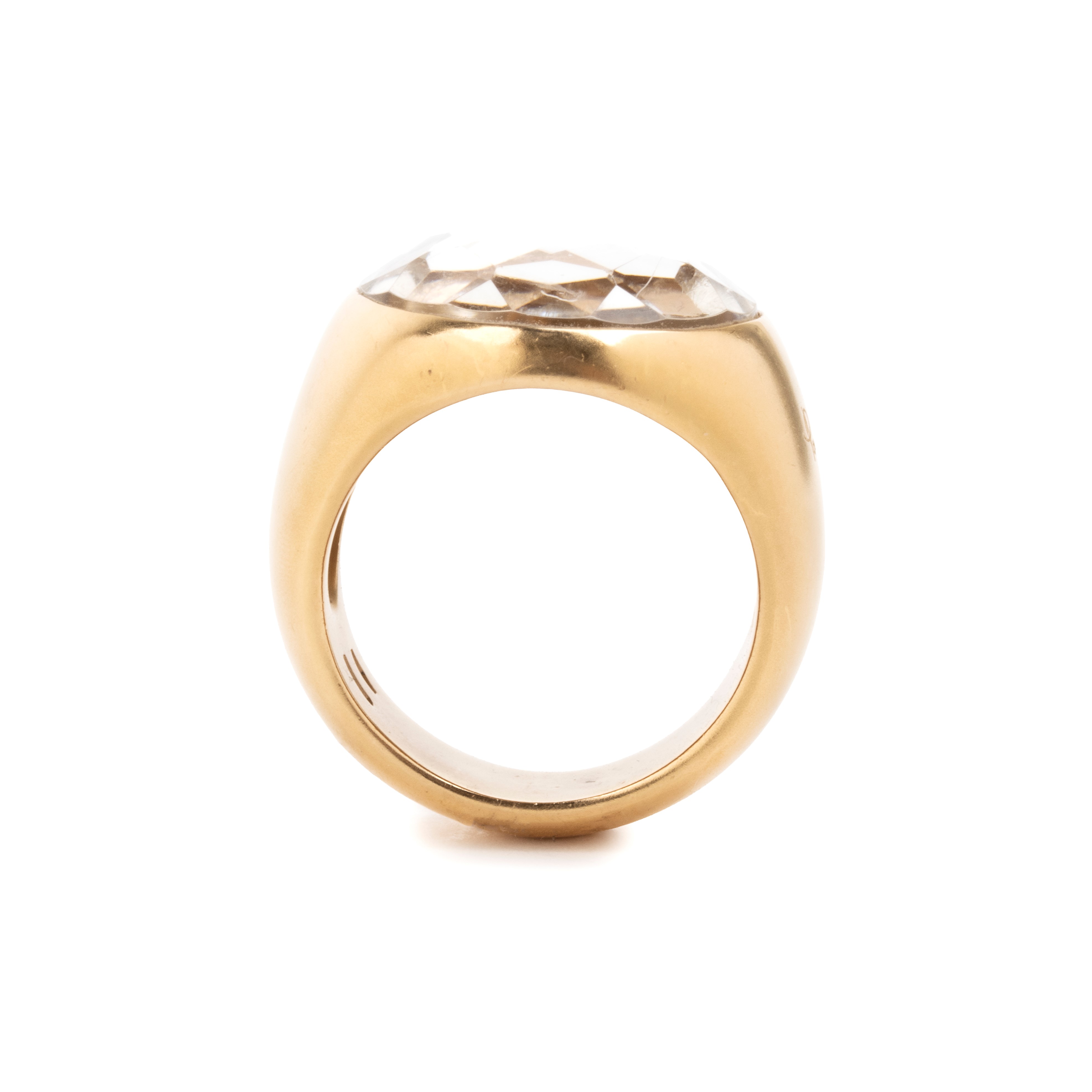 Pomellato - Anello a fascia in oro giallo 18k con quarzo rosa