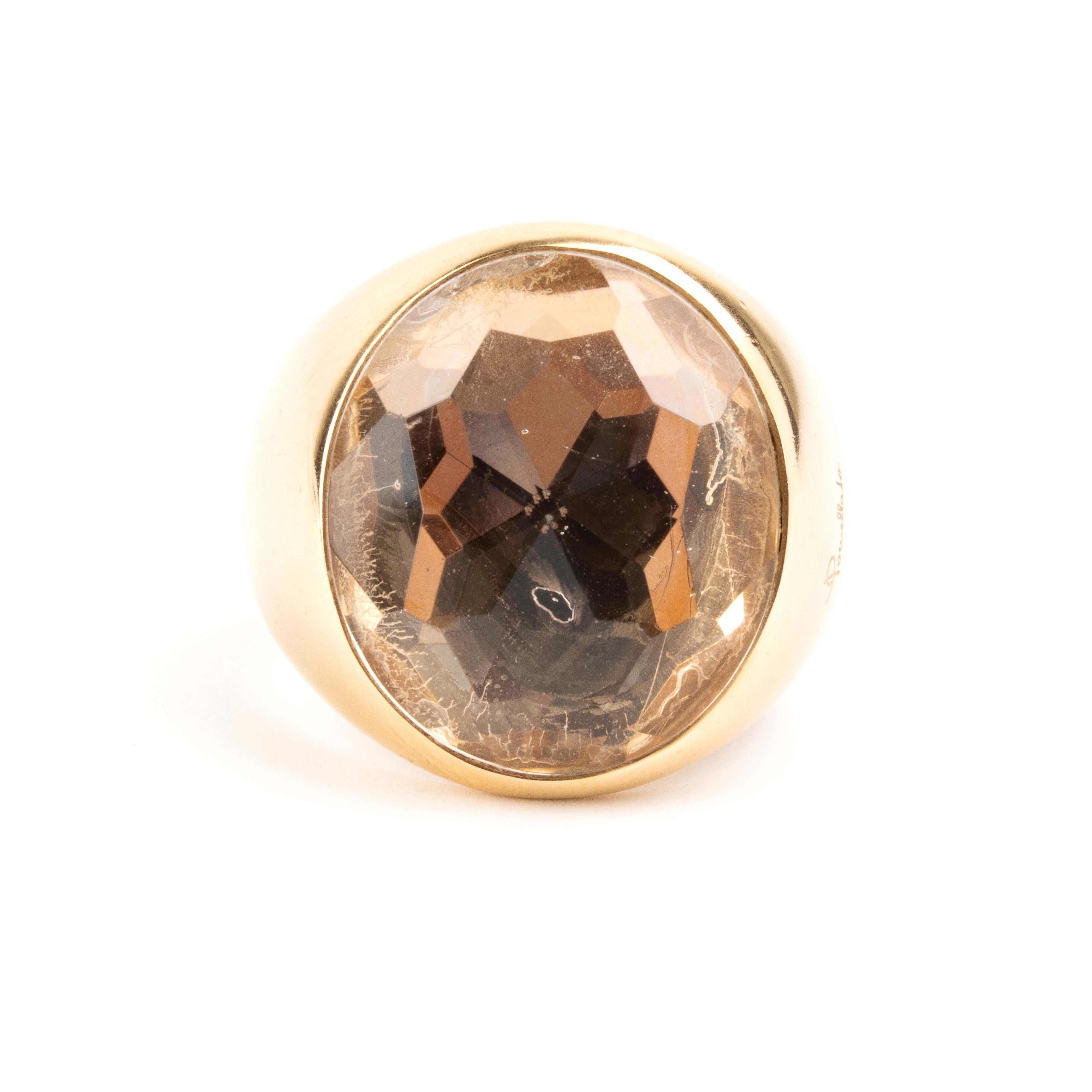 Pomellato - Anello a fascia in oro giallo 18k con quarzo rosa
